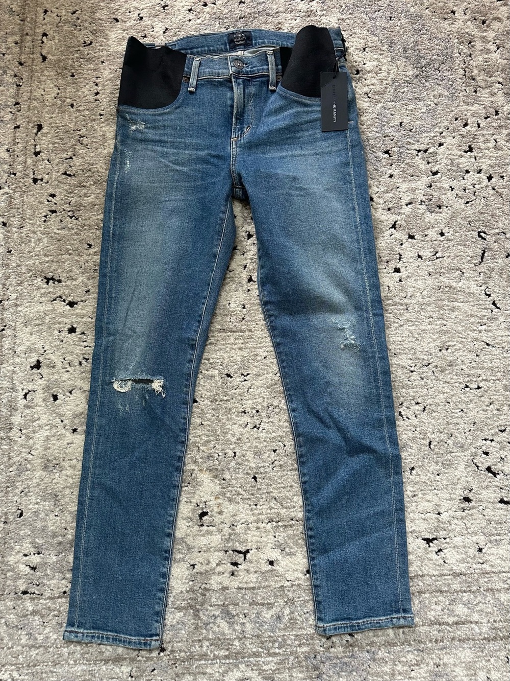 Citizens of Humanity Blue Distressed Maternity Skinny Jeans 27 NWT